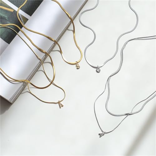 Image of Aaishwarya Initial Letter S Zircon Pendant Layered Necklace for Women | Stainless Steel, 18K Gold Plated, Anti-Tarnish Waterproof Chain, Stylish Minimal Jewelry, Personalised Gift Accessory