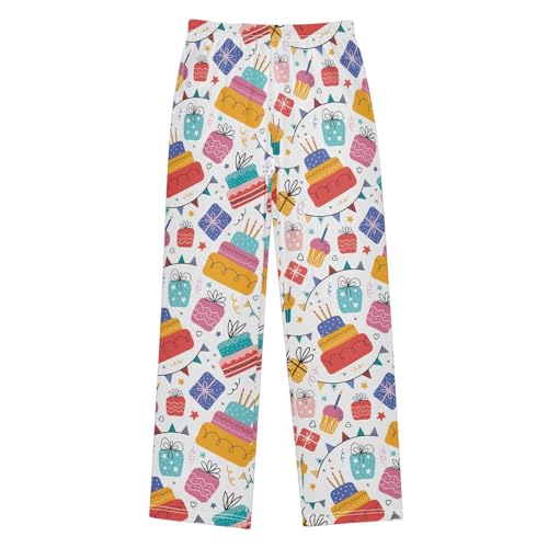 ZZXXB Birthday Cake Boys Long Pants Soft Trousers Elastic Waist Kids Lounge Bottoms with Pockets S-XL