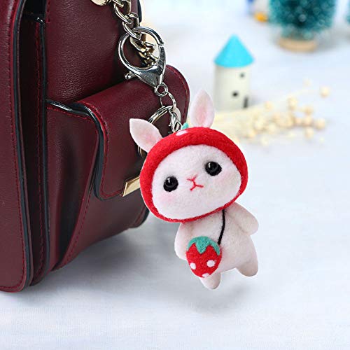 Bagerla 1 Set Animal Needle Felting Kit, Wool Needle Felting Beginner Kits With Instructions And Needle Felting Basic Tools, Needles, Finger Cots, Felting Foam Mat, Awl, Key Chains And Packing Box #TOP4