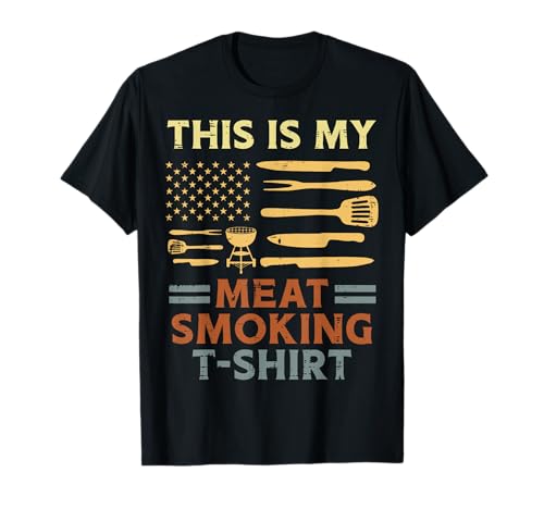 Bbq My Meat Smoking Shirt US Flag Barbecue Patriot Dad Men T-Shirt