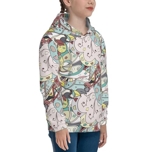 Ethnic Colorful Doodle Texture Kids Pullover Hoodies Boys Sweatshirts Girls Athletic Clothes with Pocket3