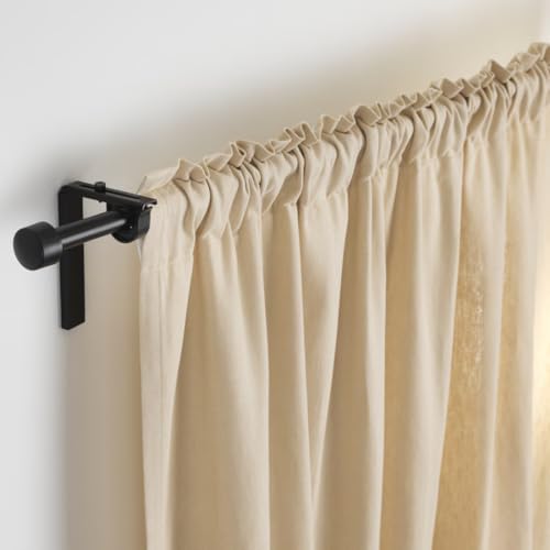 Image of Graidient span ikeeaRACKA Curtain Rod, Adjustable 70-120 cm (28-47 inch) - Black Steel Window Rod with 19mm Diameter - Compatible with Interchangeable Finials (Finials Sold Separately)