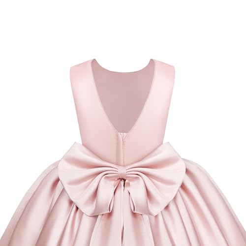 Flower Girl Dress for Wedding Satin First Communion Birthday Party Gowns for Kids Junior Bridesmaid Dresses for Girls4