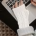 FRCOLOR Knitted Long Fingerless Arm Sleeves Women Winter Warm Half-finger Fashion Knitted Fabric Arm Warmers for Outdoor Activities