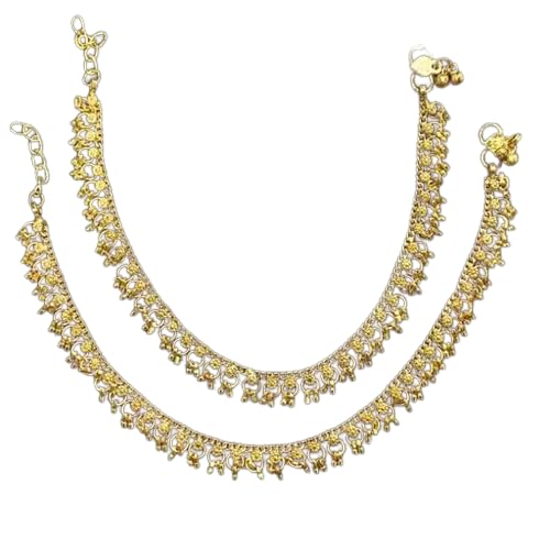 NANDANA COLLECTIONS Ghunghroo Payal Gold Anklet Handmade Vintage Style Heavy Sweet Bells Ringing Anklet (B0CM9L46G2) Amazon Price History, Amazon Price Tracker