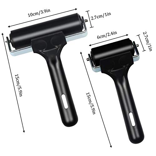 Brayer 2 Stuks Verfroller Rubber Rubberen Brayer Verfroller Set Printmaking Wallpapers Roller Kwast Drukrol Rubberen Verfroller voor Prentkunst Behang Stempelen Lijm Applicatie Rubber Roller - Afbeelding 4