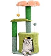 PET WONDERLAND Cute Cat Tree 34 Inches Pink Flower Cat Tower with Scratching Post for Small Cats,...