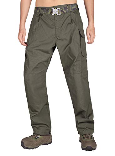 ITALY MORN Men's Tactical Cargo Pants Lightweight Survivor Outdoor Pants Waterproof 8 Pockets(34W x 30L,Grey Green 19)
