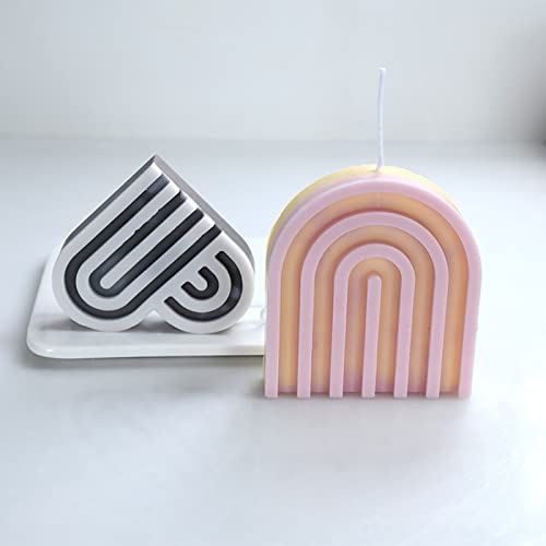 2 Pack Heart Shape Candle Mold Heart Line Candle Mold Table Decoration Resin Mold Line Candle Mold 3D Candle Mold Silicone Mold For Resin Candle Mold Clay Mold Handmade Candle Mold Soap Mold #TOP3