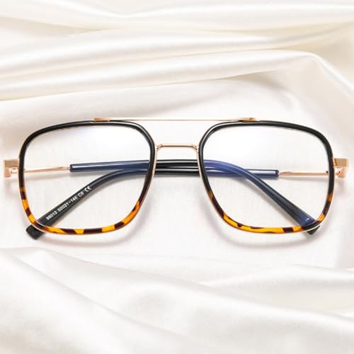 Lunettes transparentes double pont rétro au style bicolore unique