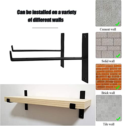Support d'étagère en métal noir avec fixation murale invisible - 7