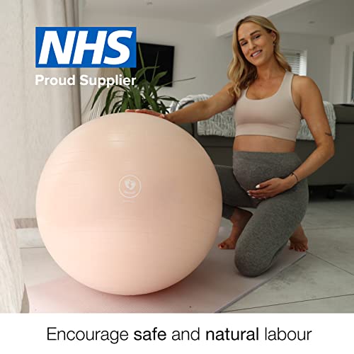 Foto von BABYGO Gymnastikball Schwangerschaft Sitzball Büro Schwanger Yoga Pezziball | inklusive Schwangerschaftsbuch zur Geburt & Fitness | Anti-Burst 1000kg Pezziball 75cm nackt