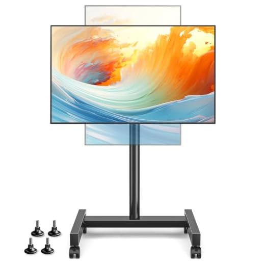 YOMT Mobile TV Cart Rolling TV Stand for 13-50 inch Screens, Tilting and Rotating Mount, Portrait to Landscape, Height Adjustable Portable TV Stand with Wheels Holds up to 44lbs Max VESA 200x200mm