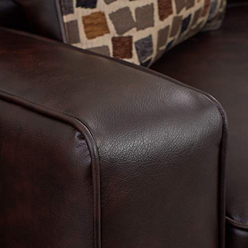 Serta Palisades Upholstered Sofas For Living Room Modern Design Couch, Straight Arms, Soft Fabric Upholstery, Tool-Free Assembly, 61" Loveseat, Chestnut Brown #TOP3