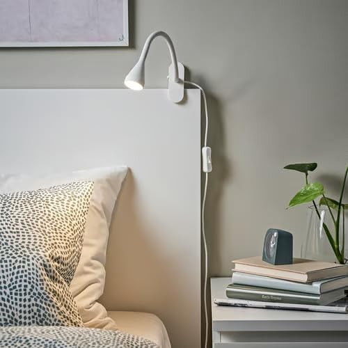Adjustable Gooseneck LED Clip-On Light - Gentle Eye-Friendly Reading Lamp with Clamp for Bed, Desk, or Headboard - Gift for Book Lovers, White