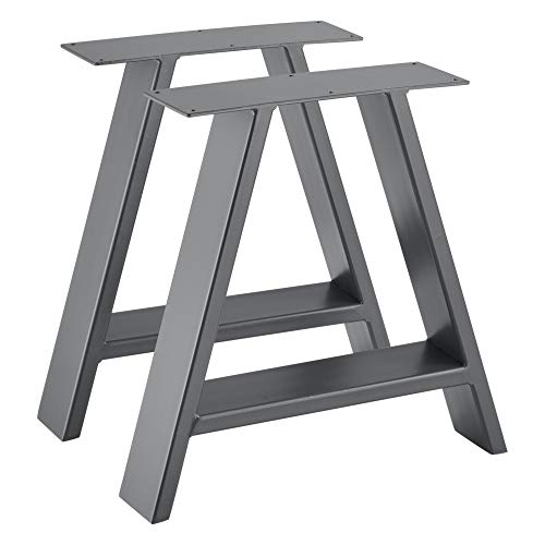 Set de 2 Pieds de Table Design en Forme A avec Embouts de Protection Lot de 2 Pieds de Meuble DIY Métal Revêtu par Poudre Gris Acier 40 x 10 x 40 cm