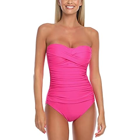 RELLECIGA Women's Tummy Control Strapless Swimsuit Cover