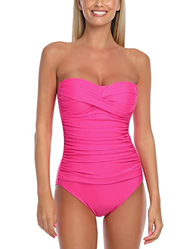 El mejor review de Taza de baño una pieza los más recomendados. 37 RELLECIGA - Traje de baño de una pieza sin tirantes para mujer, Rosado neón, XX-Large