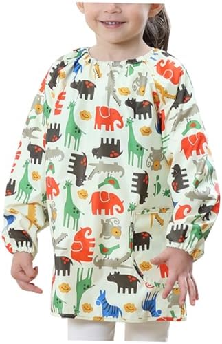 Delantal De Pintura Impermeable Para Niños De Greyoe | Bata De Plástico Con Mangas Y Bolsillos | Protección Total Para Manualidades Y Cocina | Talla XL (6-9 Años)