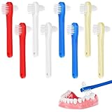 Doppelseitige Zahnprothesenbürste, 2-in-1 Zahnbürste für Prothesen und Zahnspangen, mit großem und kleinem Bürstenkopf, ergonomischer Griff, tragbar und hygienisch, für tägliche Reinigung