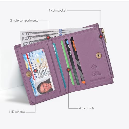 Image of Oak Leathers Wallet For Women Full Grain Leather - Small RFID Coin Purse Credit Card & ID Holder for Ladies,Bifold Wallets for Teenager | Small