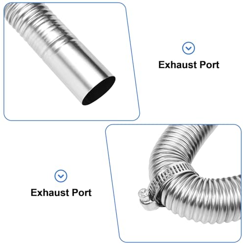 Abgasrohr Standheizung, 60 cm Abgasschlauch für Stromerzeuger Auto Edelstahl Metallschlauch Abgasrohr Standheizung Diesel mit Zwei Edelstahlklammern für Diesel Heizung