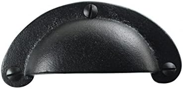 Renovators Supply Manufacturing Black Cabinet Cup Bin Pull 3.65" W x 1.7" H Antique Wrought Iron Kitchen Dr…