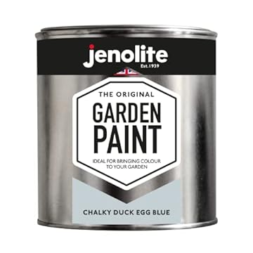 JENOLITE Garden Paint Chalky Duck Egg Blue - Ideal for Garden Furniture & Ornaments - use on wood, metal, plastic, stone, ceramic - 1 Litre (BS 16C33)