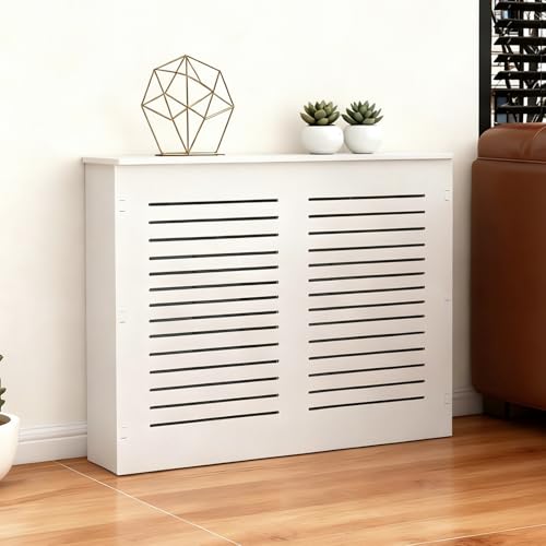 Quvex Radiator Cover, Radiator Covers for Home, Heater Covers for Radiators, Horizontal Slats, Hide Cluttered Pipes, Modern Heating Decorative Furniture for Living Room Bedroom