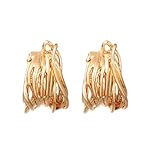 Pendientes para mujer: Retro multicapa con giro irregular en forma de C orillo dorado hebilla geométrica de oreja retales joyería punk Regalos para pareja de chicas y damas