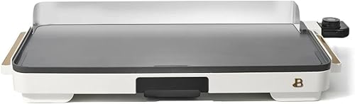 Hermosa plancha eléctrica XL de 12 x 22 pulgadas, gran superficie antiadherente con temperatura ajustable, calor uniforme, bandeja de goteo y asas
