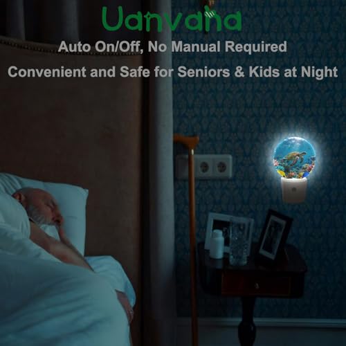 Image of Turtle Night Light Ocean Wildlife Animal Sea Turtle Night Lights Plug into Wall 0.5W LED Lighting Auto on /Off for Hallway Stairway Kitchen Home Indoor Plug Wall Light