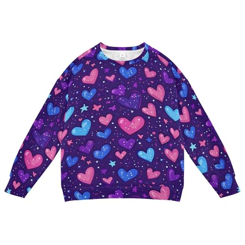 JUNZAN Purple Hearts Day Red Blue Stars Little Boys Sweatshirts Hoodies Long Sleeve Kids Hoodies Boys Athletic 4T