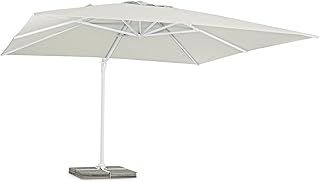 Yellowshop - Ombrellone a braccio 4X4 mt bianco con telo naturale modello Evan