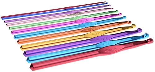 Image of Crochet Hook Set 12 Pcs Aluminum Knitting Needles | Color-Coded Crochet Hooks (2.0mm-8.0mm) | Smooth Metal Crochet Needles for Yarn Knitting, Amigurumi, Sewing & DIY Craft Supplies