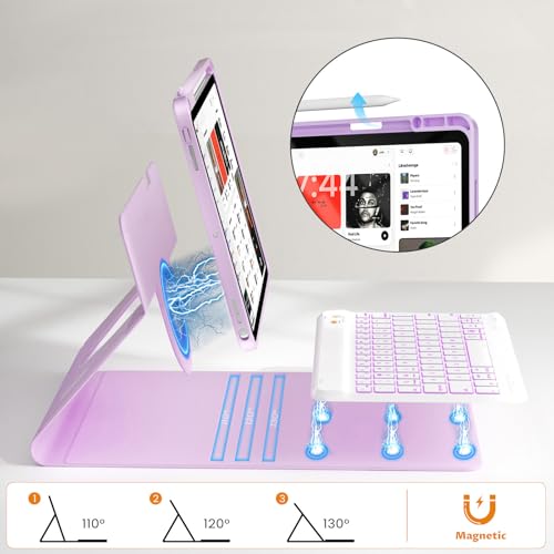 Image of Keyboard Case for iPad 10th Generation 2022 & A16 11th Generation 2025, 10.9 /11 Inch Detachable Wireless Keyboard Cover with Pencil Holder, 360 Rotatable, Folio Protective Case for iPad 11th /10th Gen