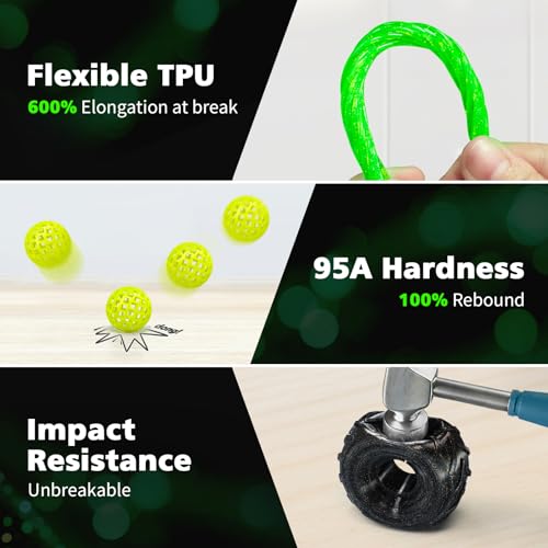 Image of YOUSU Transparent Galaxy TPU Filament 1.75mm Bundle, 95A (42D) Flexible Soft 3D Printer Filament, TPU Galaxy with Starry Sparkle Effect,250g Spool,4 Rolls, Black Gold+Colored, Transparent Yellow+Green