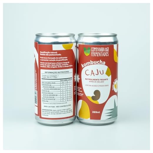 Kombucha de caju; gaseificação natural/lata 269 ml