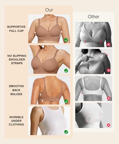 Image of Popilush Bras for Women No Underwire Comfortable Bralettes Plus Size Bra