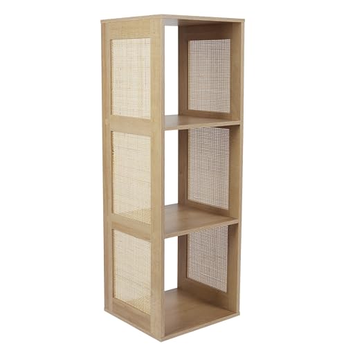 HOME DECO FACTORY - HD0245 Rangement Modulable 3 Cases en Rotin - Meuble Pratique pour Salon, Chambre ou Entrée - Design Aéré - Dimensions 34 x 99 x 32 cm -...