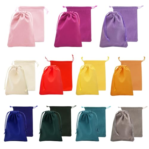 Hyacinthy Bolsas de Algodón-22 Piezas Bolsitas de Tela Pequeñas, 11 Colores Bolsas Terciopelo con Regalo, Mini Bolsas de Joyería, Bolsitas para Joyas Navidad Aniversario Anillos Fiestas-10 * 13,5 cm