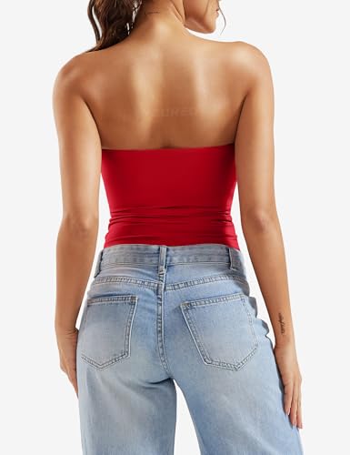 YEOREO Sophie Women Sexy Long Tube Tops Double Lined Basic Y2K Summer Cute Strapless Fitted Bandeau Going Out Crop Top4