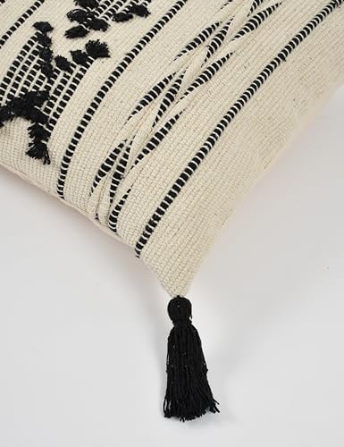 Image of TIB Premium Boho Decorative Throw Cushion Covers, 16 x 16 cm, Set of 2, Cotton. (Zig Zag White)-230 TC