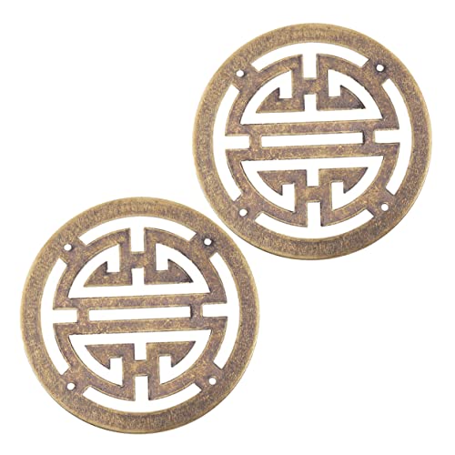 LALAFINA 2 piezas Decoración para Joyero de Latón Envejecido Apliques Tallados Estilo Chino para Caja de Madera y Muebles Retro Accesorios Resistentes y Ligeros para Embellecer Cajas y