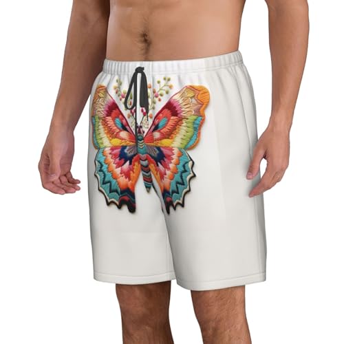 Embroidery Colorful Butterfly Print Stylish Beach Shorts Swim Trunks Lightweight Breathable Summer Outdoor Activities2