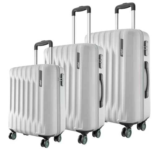 Safari Ray Neo 8 Wheels Set of 3 Trolley Bags, Hard Case Polycarbonate 360 Degree Wheeling Carry on & Check-in Luggage for Men & Women, Suitcase for Travel, Trolley Bags for Travel, Cloud Grey