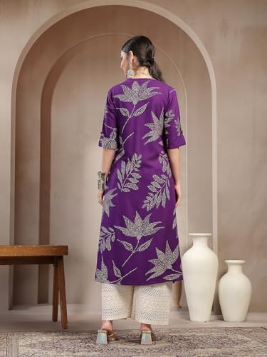 Image of Stylum Women's Floral Printed Rayon A-Line Kurta