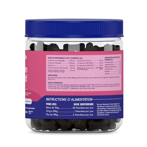 PupGrade Soutien Digestif pour Chiens – Aliment Complémentaire 8 Ingrédients Actifs – Maux Estomac, Diarrhée, Intestins, Soutien Immunitaire – Citrouille, Myrtille, Huile Lin – 30 Friandises Molles – Image 4