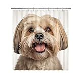 Ganshan Bi Lhasa Apso Dog Shower Curtain for Bathroom Lovely Dog Puppy Pet Animal Print Bath Curtains Home Decor with 12 Hooks 66x72 Inch Style 3