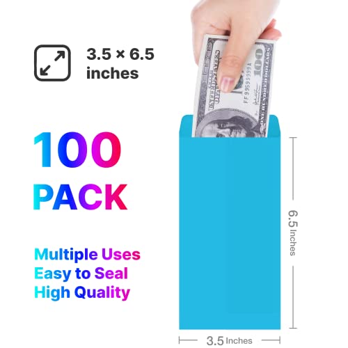 Money Envelopes, 500 Pack Cash Envelopes, Small Parts Envelopes With Gummed Seal, 3.5 X 6.5 Inches (Multicolor, 100) #TOP2